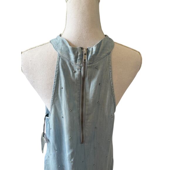 Cloth & Stone Casual Chambray Halter Dress Blue M - Picture 5 of 9